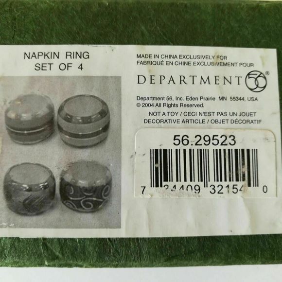 Ceramic Napkin Rings Vintage Dept 56 Jane Davies Christmas Red Green Gold IOB - Picture 5 of 7